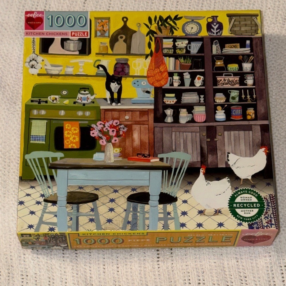 eeBoo Piece & Love Kitchen Chickens 1000 Piece Jigsaw Puzzle Square 23x23in